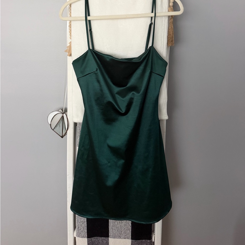 Windsor Emerald Green Satin Mini Slip Dress